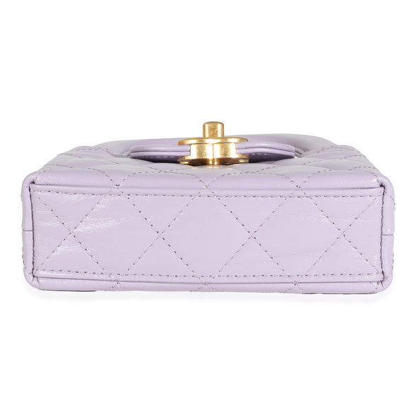 Chanel 24P Light Purple Quilted Shiny Aged Calfskin Mini Nano Kelly Shopper - Picture 5 of 8